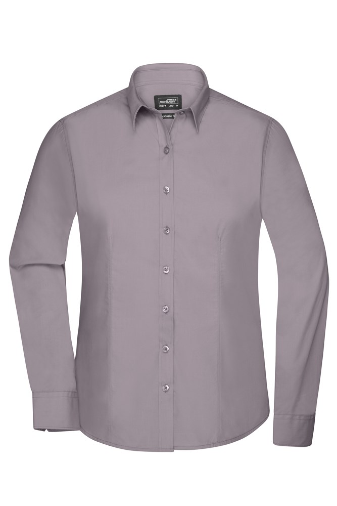 Ladies' Shirt Long-Sleeved Poplin - Steel (ca. Pantone 423U)