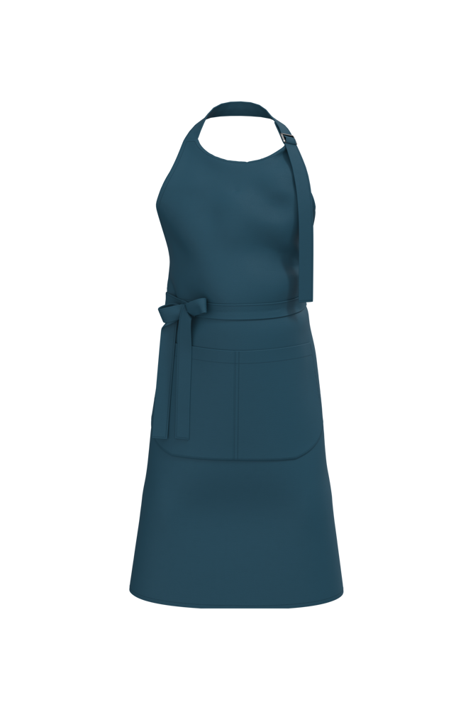 K8007 - Bio-Baumwolle Schürze mit Tasche - Peacock Blue