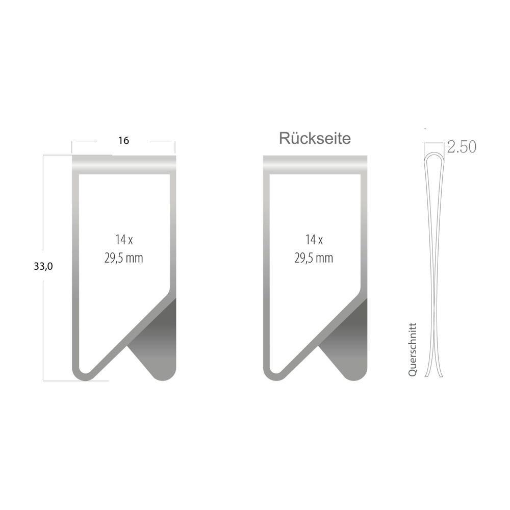 ROMINOX® Mehrweg-Büroklammer X Clip XL, idealer Mailingartikel für Dokumente, bis zu 16 Seiten Klemmkraft