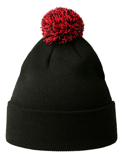Atlantis - Wind-S Beanie with Pompom - Black, Red