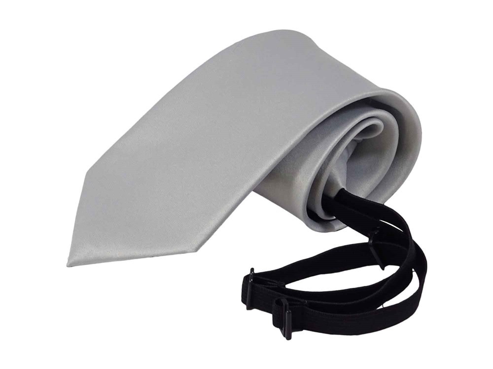 Krawatte mit Gummizug - Sicherheitskrawatte - Bereits gebundene Krawatten im Satin Finish - 51 x 7 cm - grau