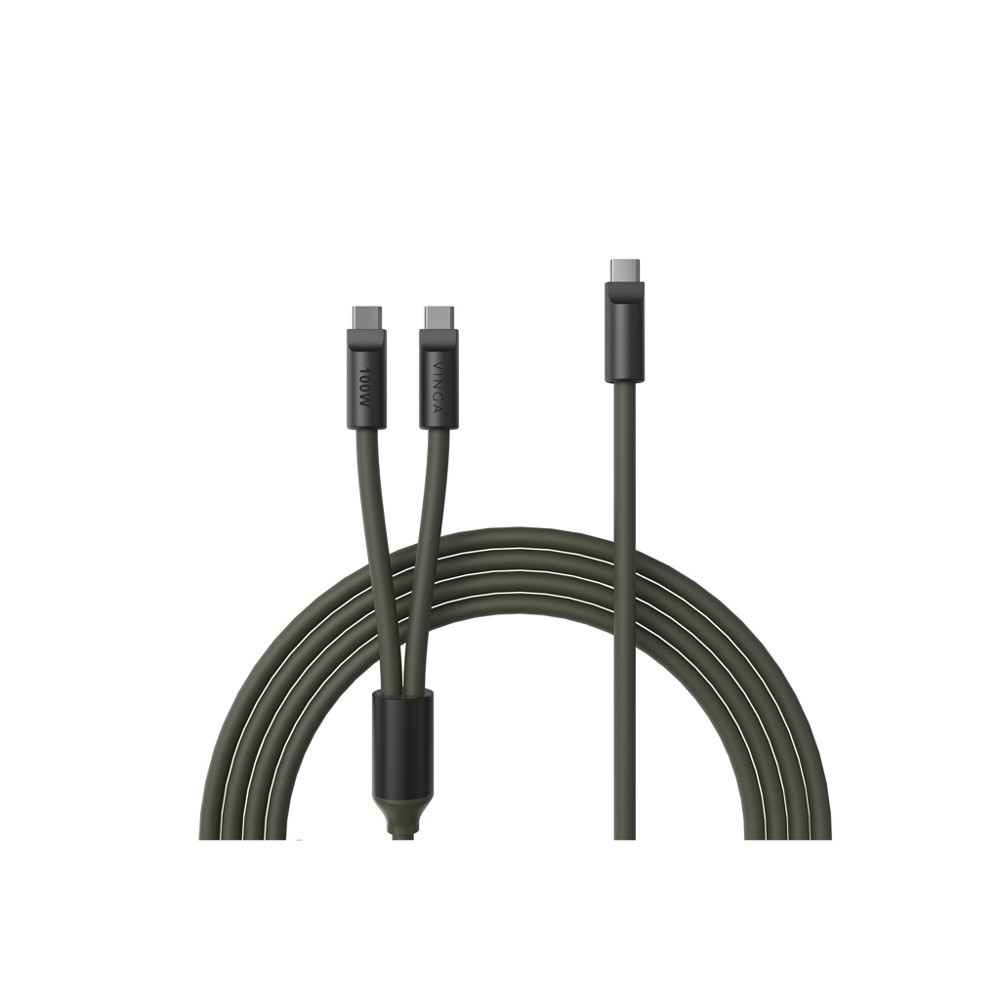 VINGA Baltimore Silikon-Multiladekabel, Type-C to 2x Type-C