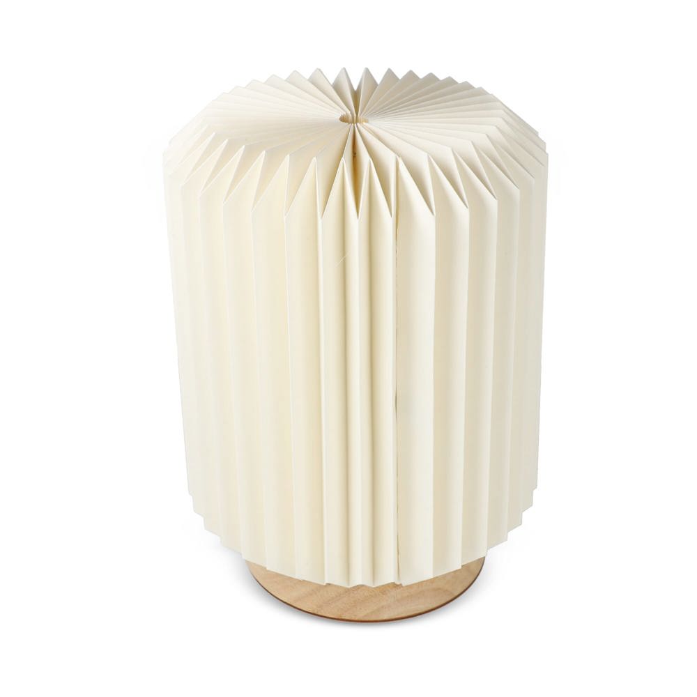 Coollux faltbare Papier LED-Lampe Aurora auf Holzsockel, 22cm
