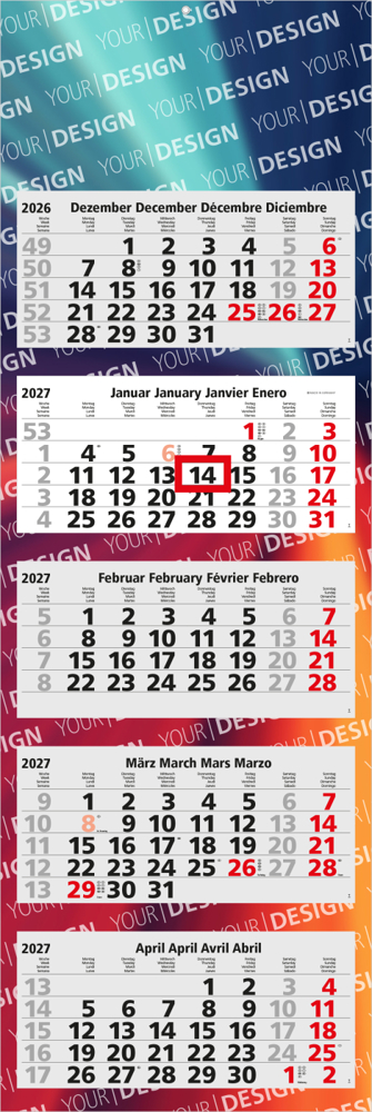 5-Monatskalender Mehrblock Penta Light 5