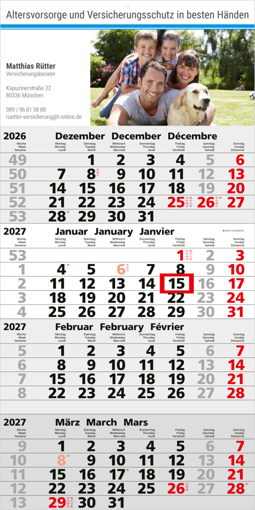 4-Monatskalender Einblatt Mega 4 Post A postoptimiert