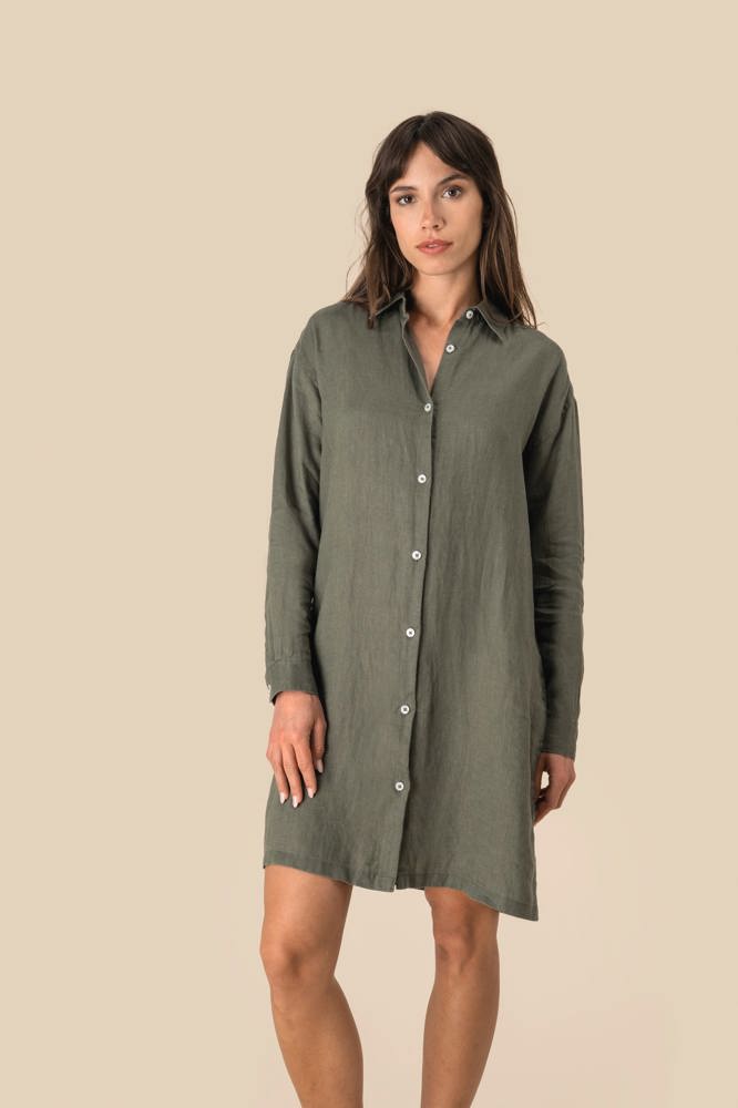 SP5008 - Hemdblusenkleid aus Leinen für Damen