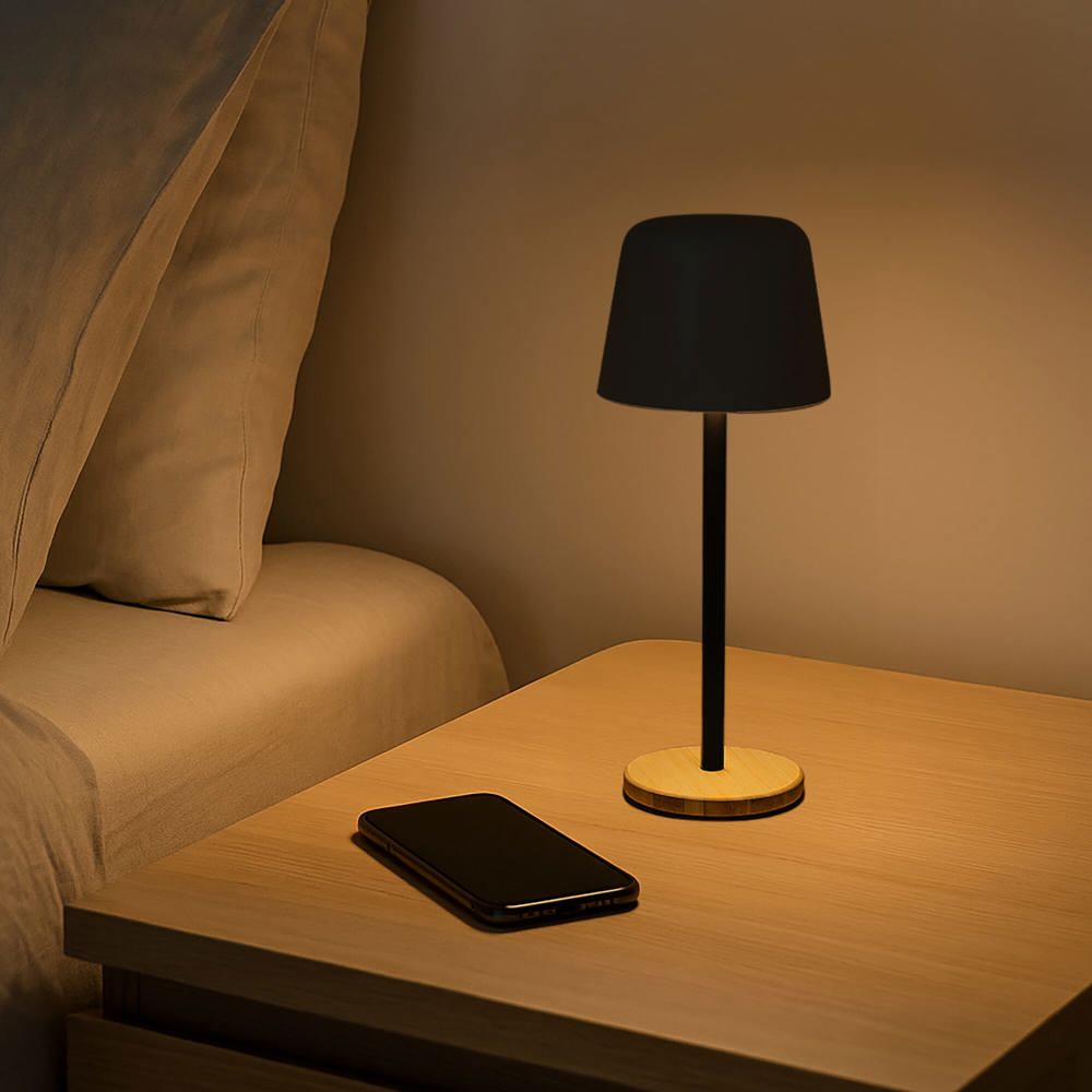 Solis Dimmbare Tischlampe mit Bambusfuß