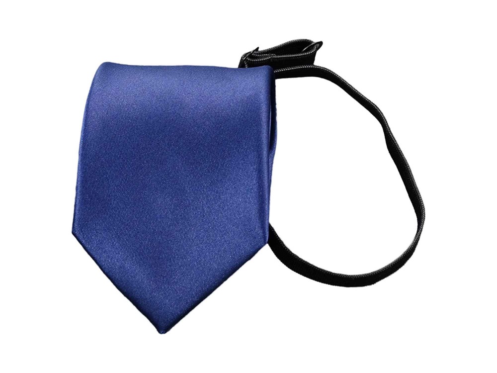 Krawatte mit Gummizug - Sicherheitskrawatte - Bereits gebundene Krawatten im Satin Finish - 51 x 7 cm - blau