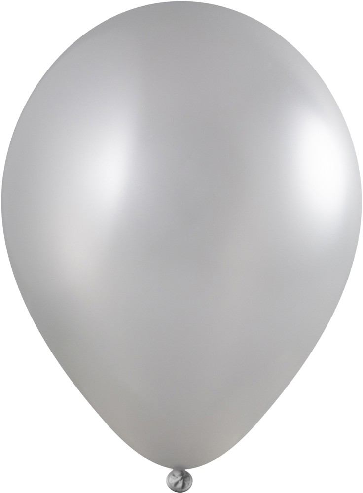 Luftballons mit Druck Qualityprint Ø 35 cm / Umfang 90-100 cm / 12 Inch, Licht blauw Metallic (2650), Metallic, 2 kleuren, 1 drukzijde - Silber Metallic (2400)