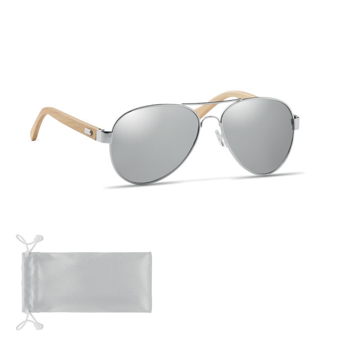 HONIARA - Sonnenbrille Bambus - Silber Glänzend