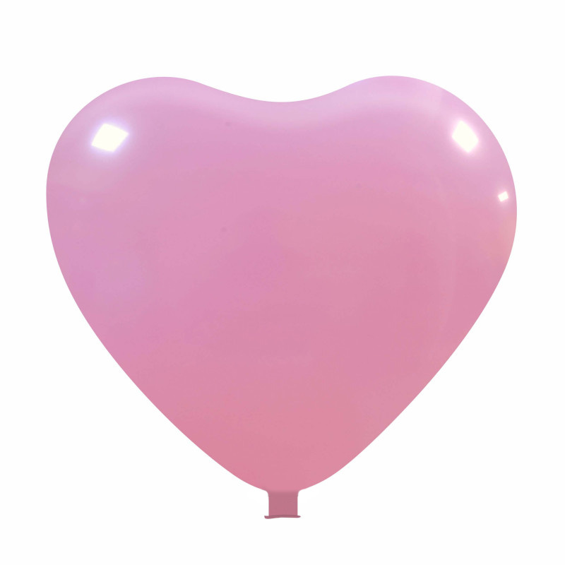 Riesenballons mit Herzform Ø 65 cm / Umfang 170 cm / 25 Inch, Midden blauw (12), Pastel, 160 cm lengte 30 cm Ø 12 inch, 1 drukzijde - Rosa (01)
