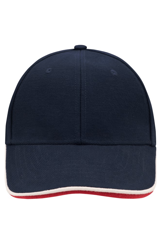 6 Panel Double Sandwich Cap - Navy/white/red (ca. Pantone 281C
white
185C)