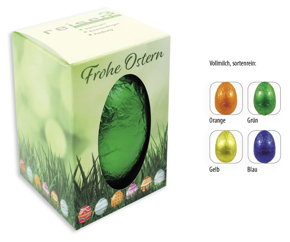Schoko Ei in Werbebox 1 Stück  ,  Inhalt:  Schoko Ei