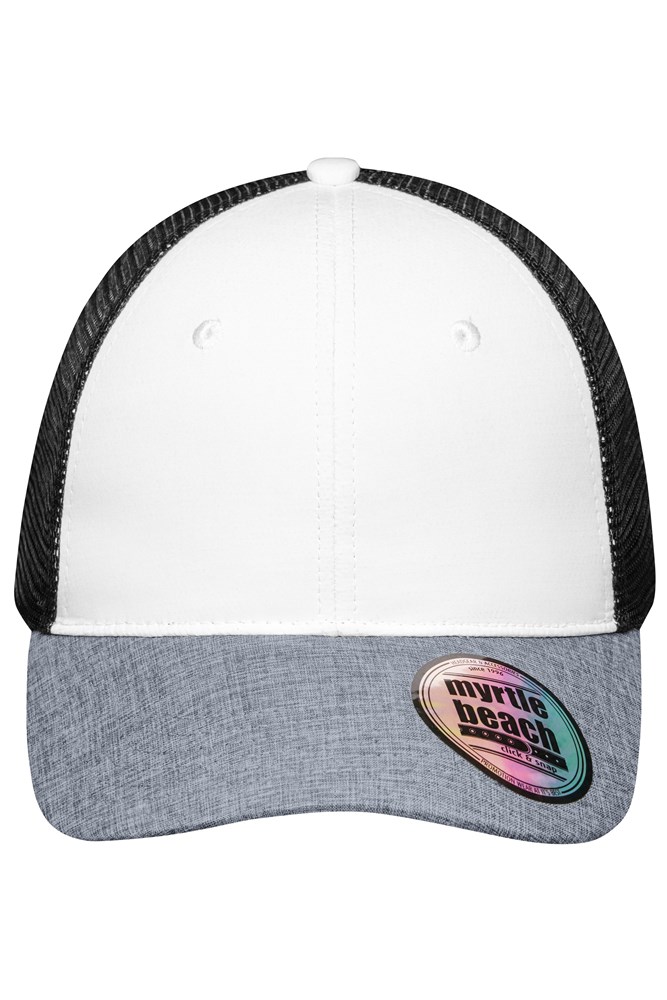 6 Panel Mesh Cap Melange - White/grey-melange/black (ca. Pantone white
423U
blackC)