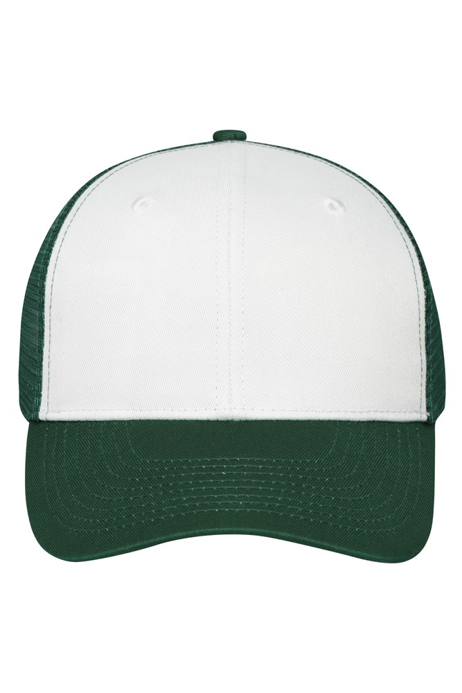 6 Panel Mesh Cap - White/dark-green (ca. Pantone white
554C)