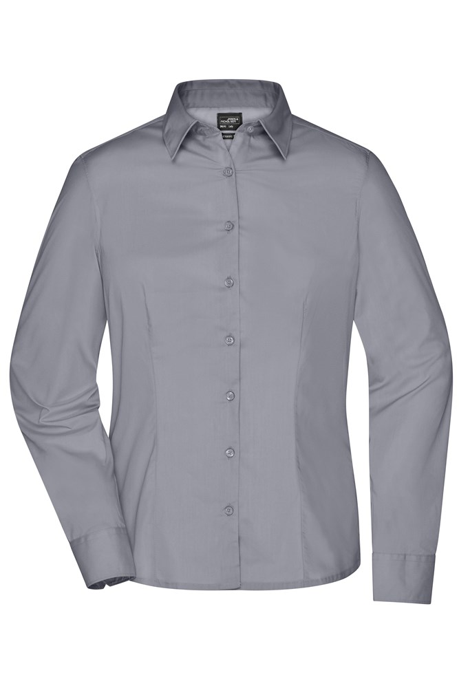 Ladies' Business Shirt Long-Sleeved - Steel (ca. Pantone 423U)