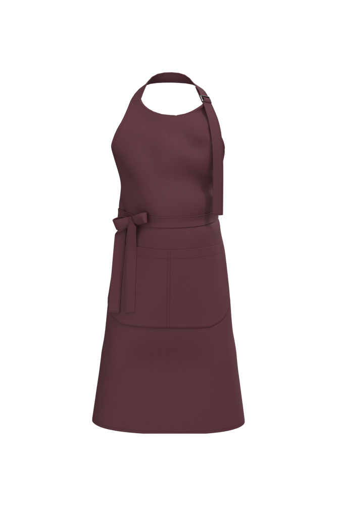 K8007 - Bio-Baumwolle Schürze mit Tasche - Dark Cherry