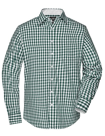 Daiber - Men´s Checked Shirt - Forest Green, White
