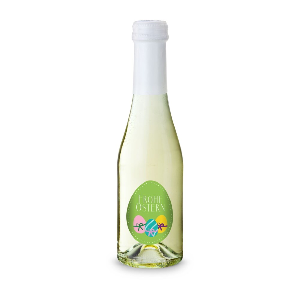 Oster-Piccolo - 6 x Secco Piccolo 0,2 l - Flasche klar, Kapsel weiß