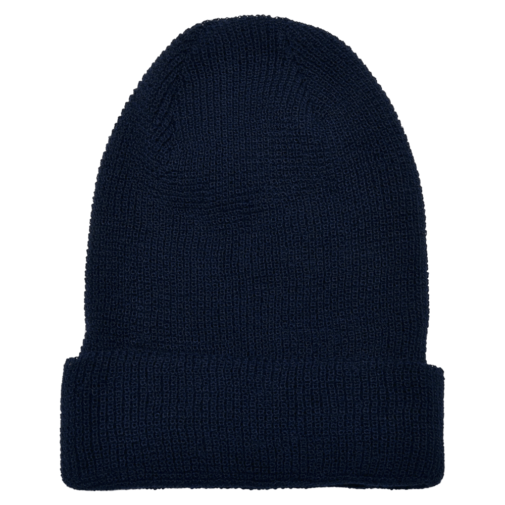Recycled Yarn Waffle Knit Beanie - Navy