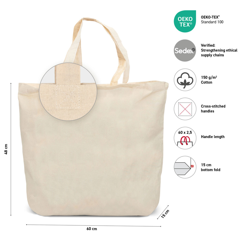 CADAQUES – Baumwolltasche mit Bodenfalte und langen Henkeln