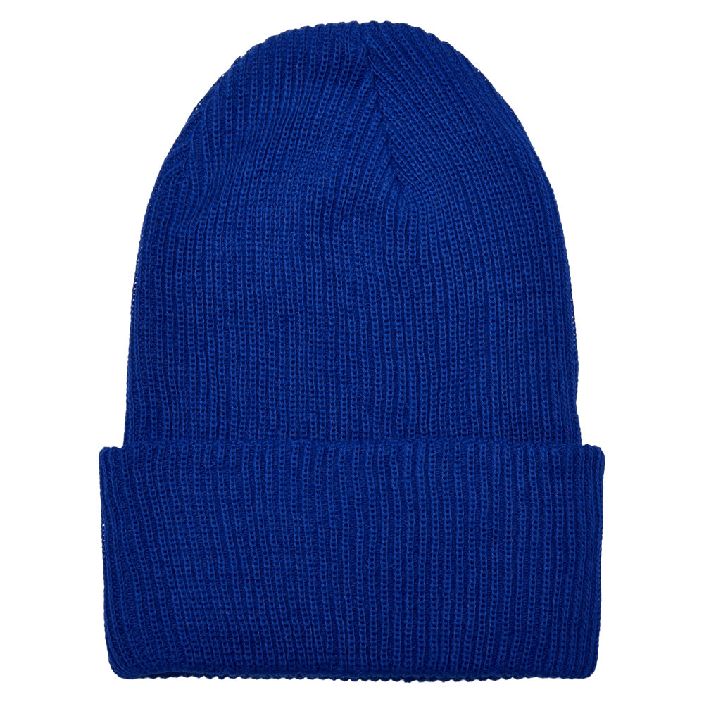 Recycled Yarn Ribbed Knit Beanie - royalblue