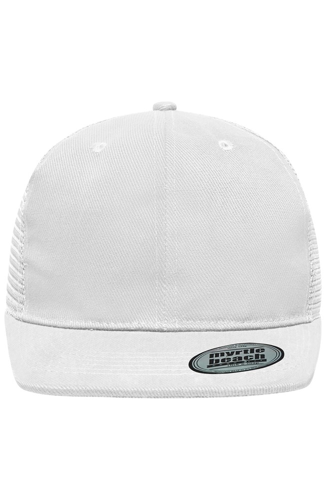 6 Panel Flat Peak Cap - White (ca. Pantone white)