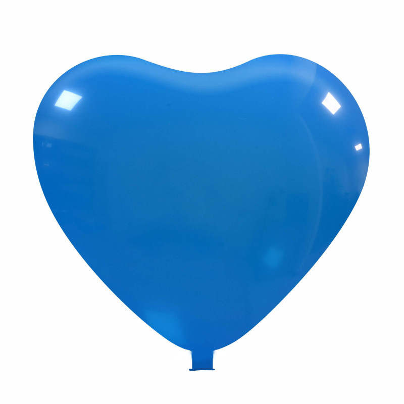 Riesenballons mit Herzform Ø 65 cm / Umfang 170 cm / 25 Inch, Midden blauw (12), Pastel, 160 cm lengte 30 cm Ø 12 inch, 1 drukzijde
