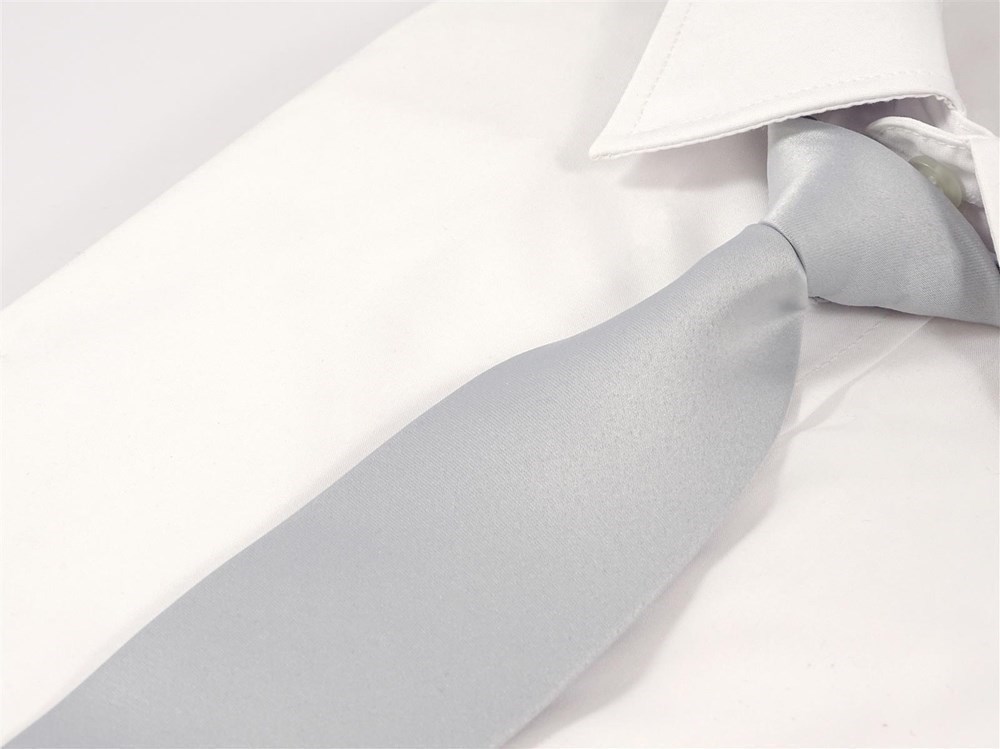 Krawatte mit Gummizug - Sicherheitskrawatte - Bereits gebundene Krawatten im Satin Finish - 51 x 7 cm - grau