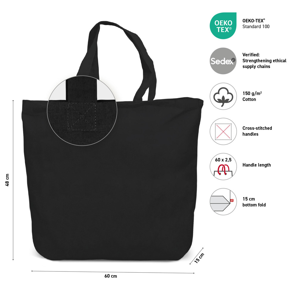 CADAQUES – Baumwolltasche mit Bodenfalte und langen Henkeln